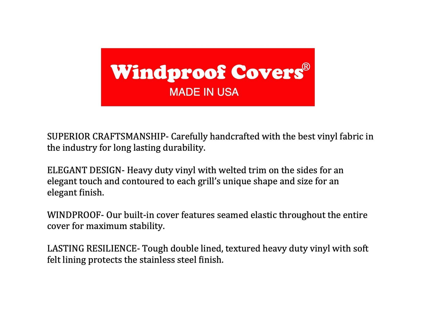 Windproof Covers 44 inch Heavy Duty Premium Vinyl Grill Cover to fit Summerset TRL Built-in Grill