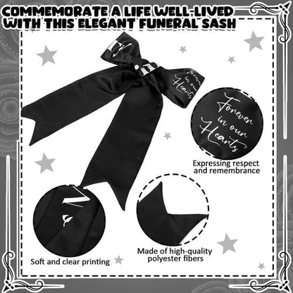 Fanfanwin Funeral Sash - Memorial Ribbon for Casket or Wreath | 58x4'' Black, In Loving Memory