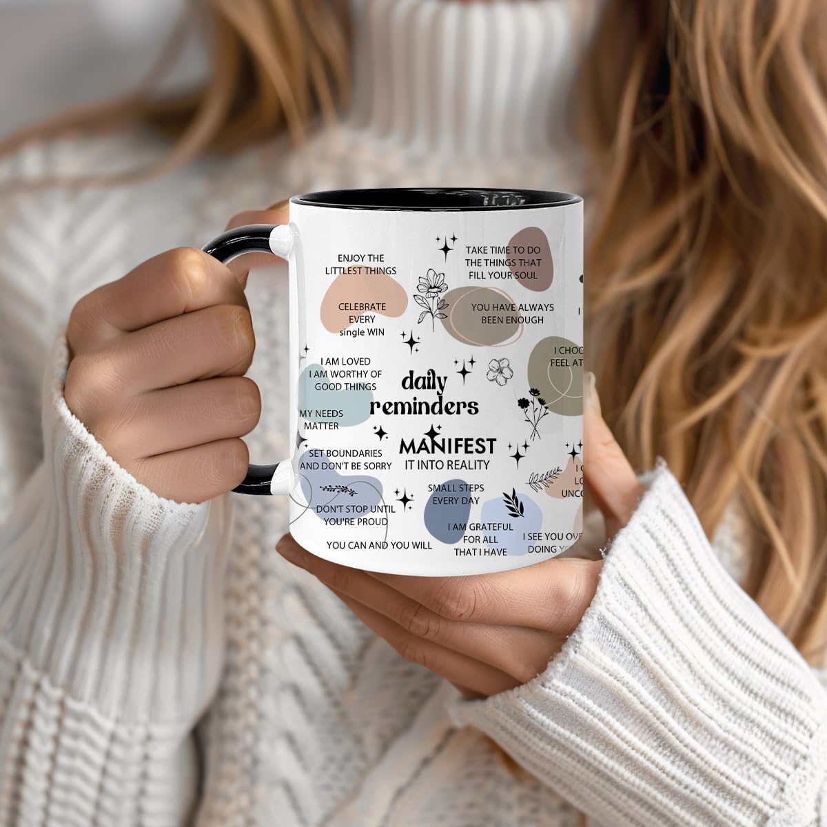Pfkfo Positive Daily Affirmations Mug, Inspirational Mental Health Gifts for Women Friends, Sobriety Motivational Gifts for Female Colleagues Coworker, Christmas Birthday Gifts for Women Friendship