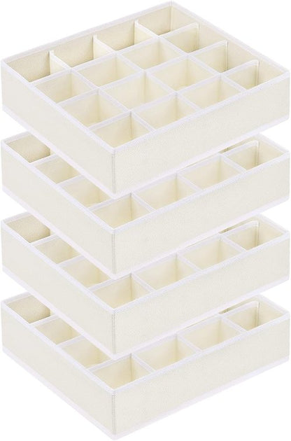 Homsorout Drawer Organizer - Large Fabric Divider for Clothing, Socks & Accessories - Beige