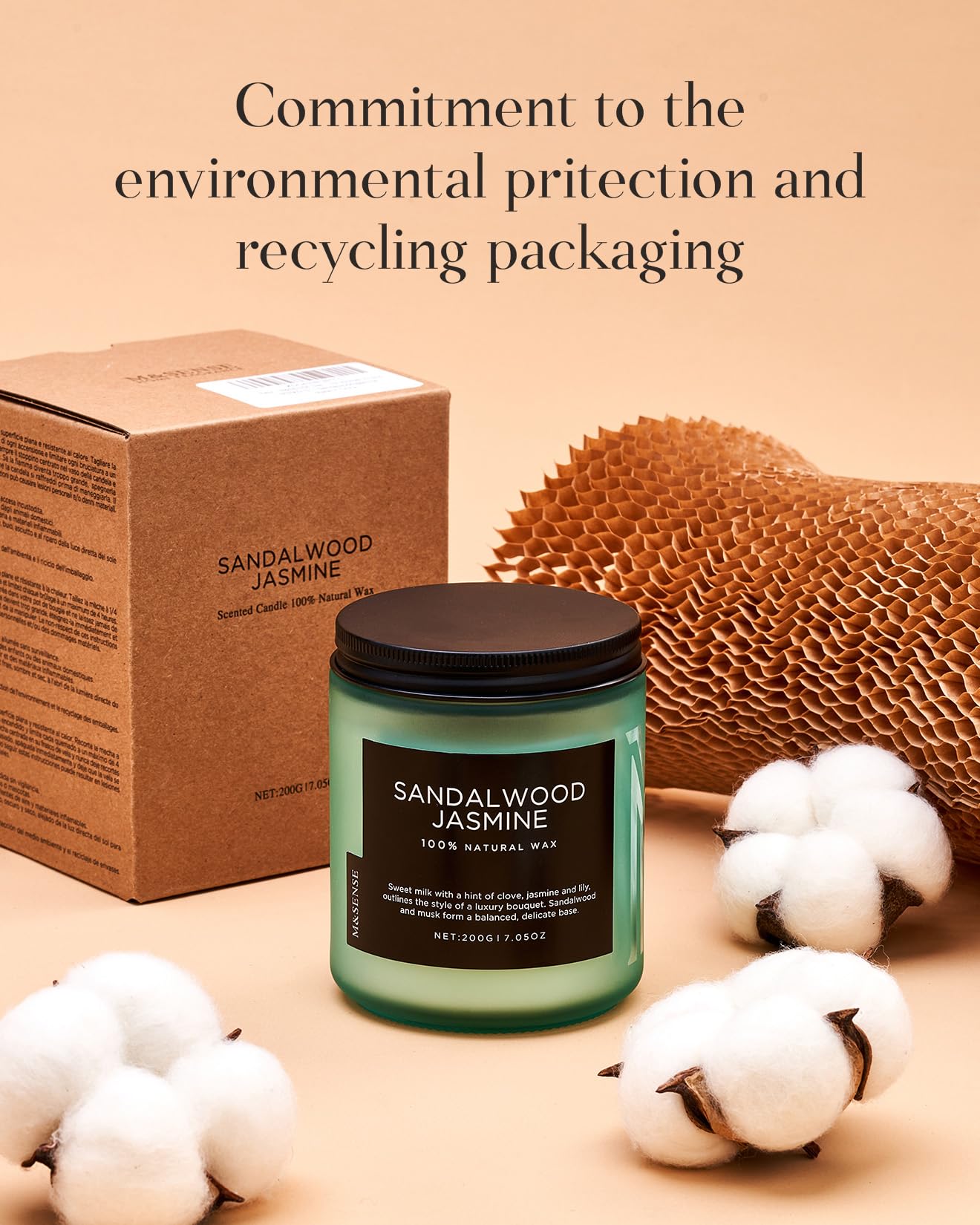 M&SENSE Cherry Blossom Scented Candle, 7.05oz Natural Organic Soy Wax, 50 Hours Non Toxic, Spring Smelling Home Scented Candle for Bath Relaxation, Stress Relief Housewarming Gift for Her