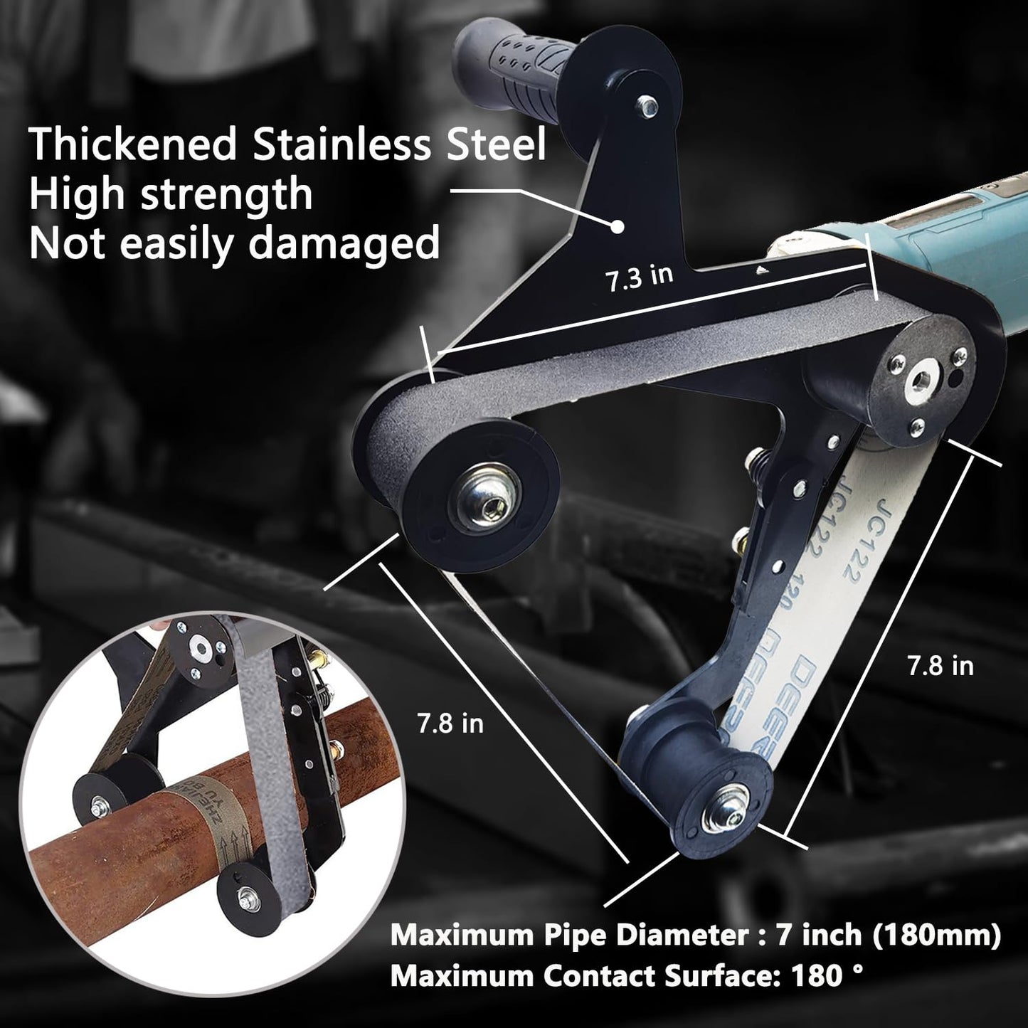 Pipe Belt Sander - 1480W Industrial Grade Pipe Tube Polishing Sandingwith 6 Variable Speeds,Suitable for Polishing Various Circular Pipe Materials,Woodworking and Metal Rust Removal(45Pcs Belts).