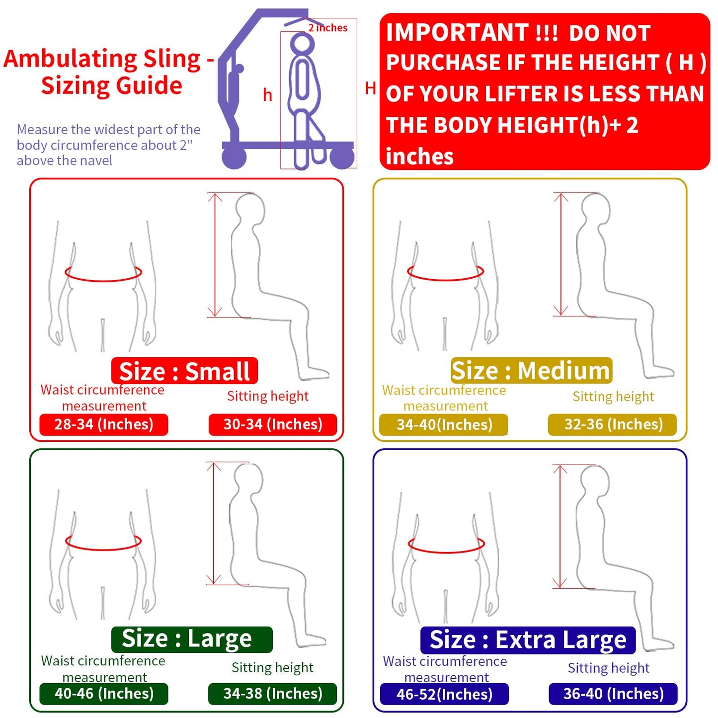 EZ Assistive Patient Lift Walking Sling Medical Hoist Standing Aids for Ambulating Support Training, Pelvic Padded 500lbs Safety Loading Weight (Black-XL)
