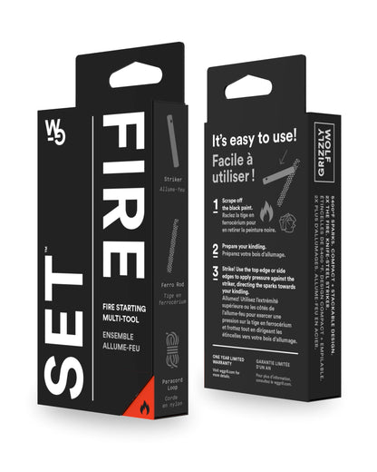 Wolf and Grizzly Fire Set - Fire Starter Survival Tool/Ferro Rods with Striker | Superior to Flint and Steel | Backpacking Gear | Fire Starter Kit for Campfires
