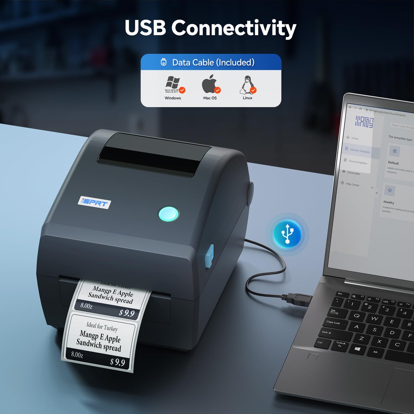 iDPRT Industrial High-Speed Thermal Printer - 6IPS, 203 DPI, for Large Warehouses & Logistics, USB/Ethernet, Supports 4.25" Wide Labels, Perfect for Barcode Shipping & Receipts