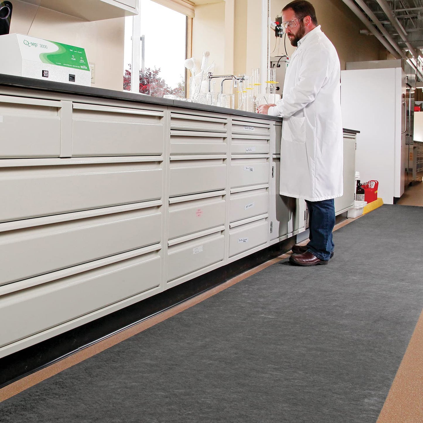 PIG Grippy Floor Mat | Industrial Entrance Mat with Adhesive Backing | 4' x 100' Mat Runner | Gray | GRP48200-GY