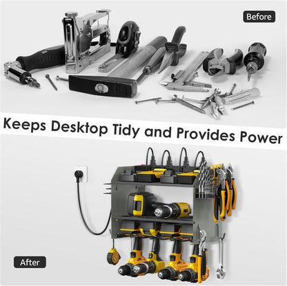 CCCEI Modular Power Tool Organizer - Wall Mount Charging Station & Heavy-Duty Storage Shelf | Grey, 1 Pack