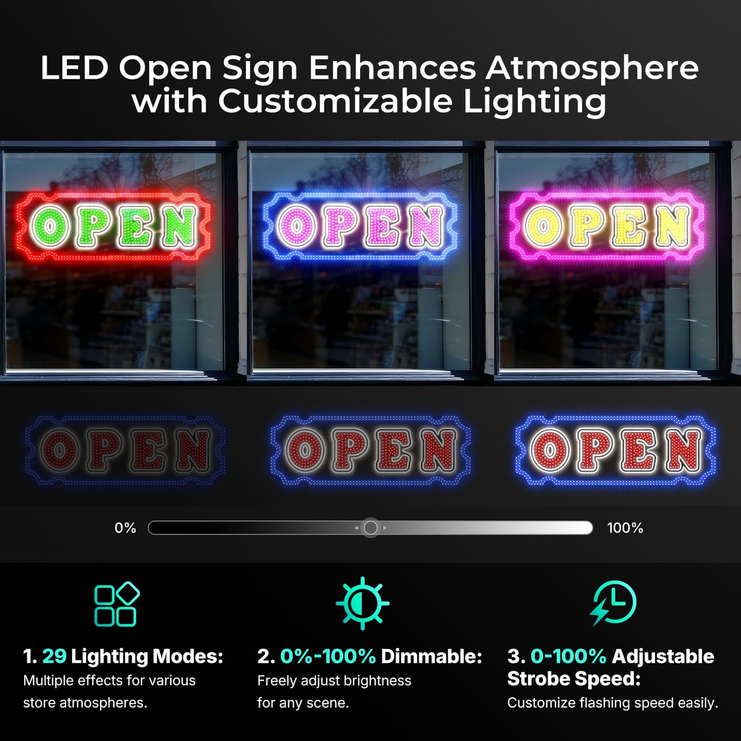 LemonNova 40" x 14" LED Open Sign for Business, Ultra Bright Open Sign with Bluetooth App & Remote, Timer, 64 Custom Colors, 29 Modes, Dimmable for Bar, Salon, Restaurant, Cafe and More Businesses