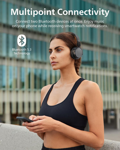 PHILIPS H3209 Wireless Headphones,On-Ear Bluetooth Headphones, Dynamic Bass, Sound Signature,Clear Call,25H Battery Life,Fast Charging,Soft Ear Cups,Bluetooth 5.3,Compact Design,Light,Dark Black
