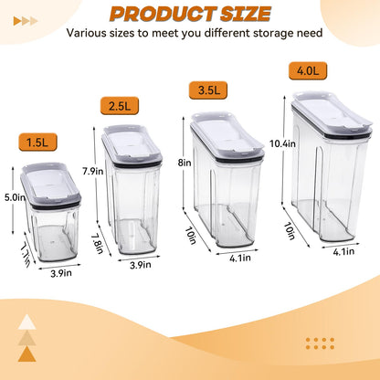 FreshKeeper Cereal Containers Storage Set, Airtight Food Storage Container with Lid 3.5L,2PCS BPA-FREE Plastic Pantry Organization Canisters for Rice Cereal Flour Sugar Dry Food in Kitchen…