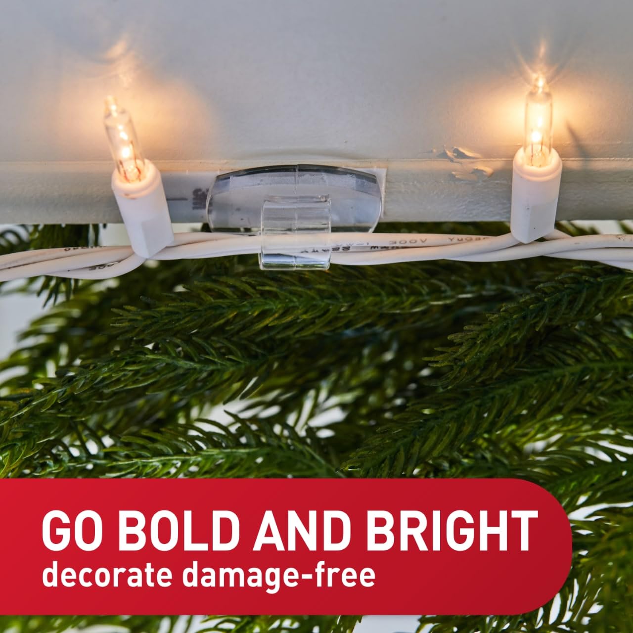 Command Outdoor Light Clips, 20 Clear Clips and 24 Command Strips, Damage Free Hanging Outdoor Light Clips with Weather Resistant Strips, Wall Clips for Hanging Outdoor Lights and Cable Management