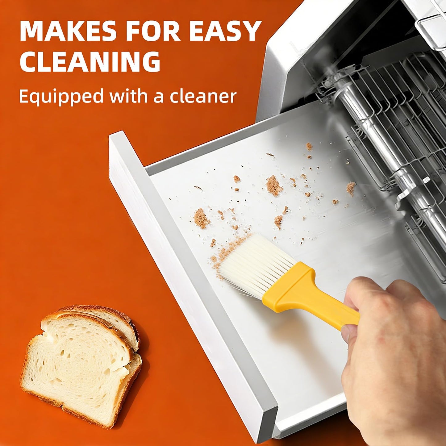 JOHAKYU Commercial Conveyor Toaster, 300 Slices/Hour Heavy Duty Stainless Steel Toaster for Buns, Bagels & Bread, Restaurant Grade with Cleaning Accessories