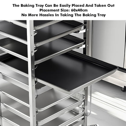 GenSDH 15-Tier Heavy Duty Rack with Wheels, Stainless Steel Baking Tray Storage Trolley for Commercial Kitchen, Bakery, Food Service Organization