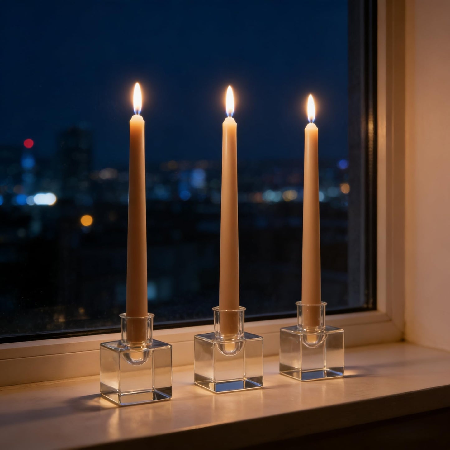 12-Pack Light-Mocha Taper Candles, 10 Inch Unscented Dripless Candlesticks, Long-Lasting Burn Time of 7-8 Hours, Perfect for Home Décor, Weddings, and Events