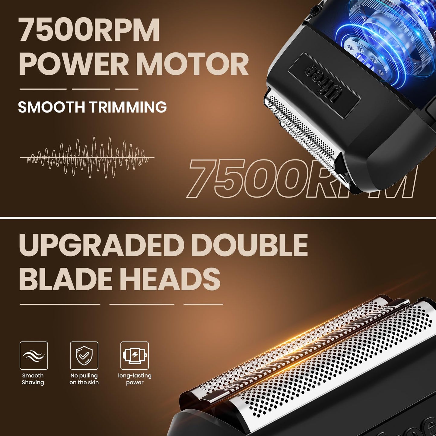 Ufree Foil Shavers Electric Razor for Men, Beard Trimmer Grooming Shaving Kit, Hair Trimmer, Cordless Head Shavers for Bald Men Barber Clippers, Birthday Gifts for Him