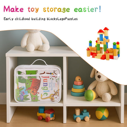 Large Kids Toy Storage Bag - Durable Waterproof Foldable Organizer, Portable Playroom Cleanup Solution for Toys, Books, Art Supplies (Eco-Friendly Material, White