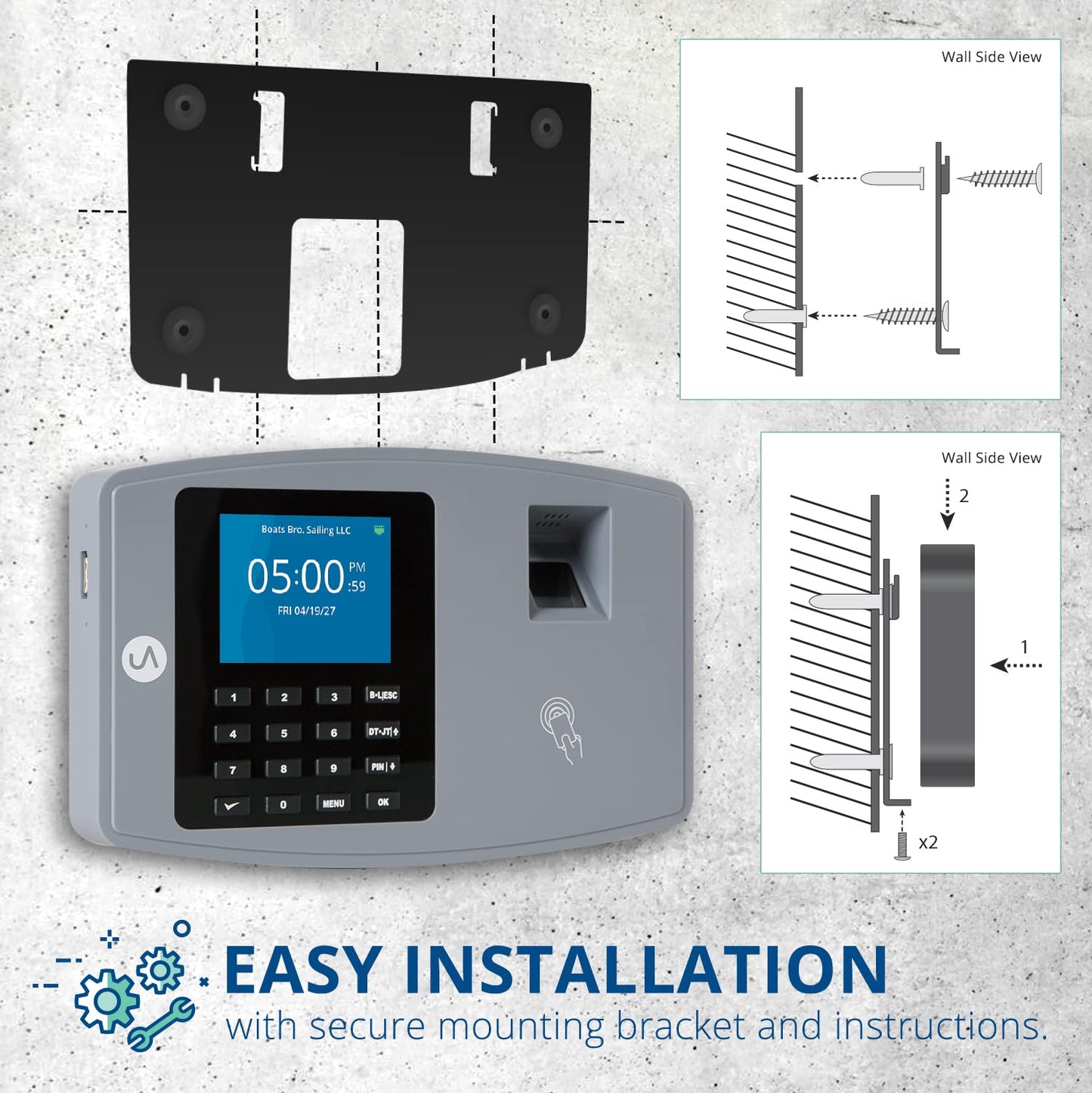 uAttend JL2500 Biometric Fingerprint Time Clock System for Small Business with WiFi and Cloud-Based Employee Timecards