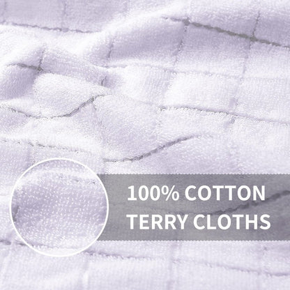 Homaxy 100% Cotton Terry Kitchen Towels(White, 13 x 28 inches), Checkered Designed, Soft and Super Absorbent Dish Towels, 8 Pack