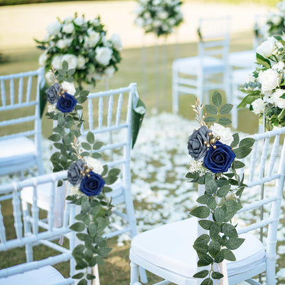 Roahosy Wedding Chair Decorations Set of 6, Artificial Sunflower Aisle Decor Chair Back Flowers for Wedding Ceremony Reception Entryway Church Party Chair Decor