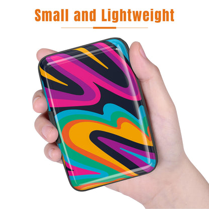 Rimilak Aluminuml Credit Card Holder, Mini Credit Card Wallet RFID Blocking Slim Metal Hard Case for Women Men, Flowing Color
