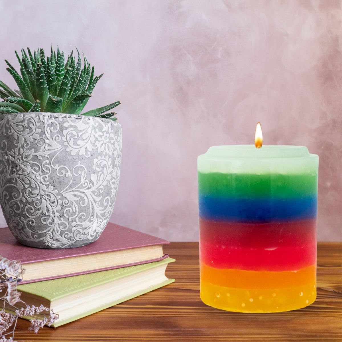 Luz Maria Plain Candle 7 Colours | 500g | 100% Paraffin | 7 Chakras | 7 Powers | for Rituals, Meditation, Home or Office Decoration, Social Events | 100% Quality |, 885043106