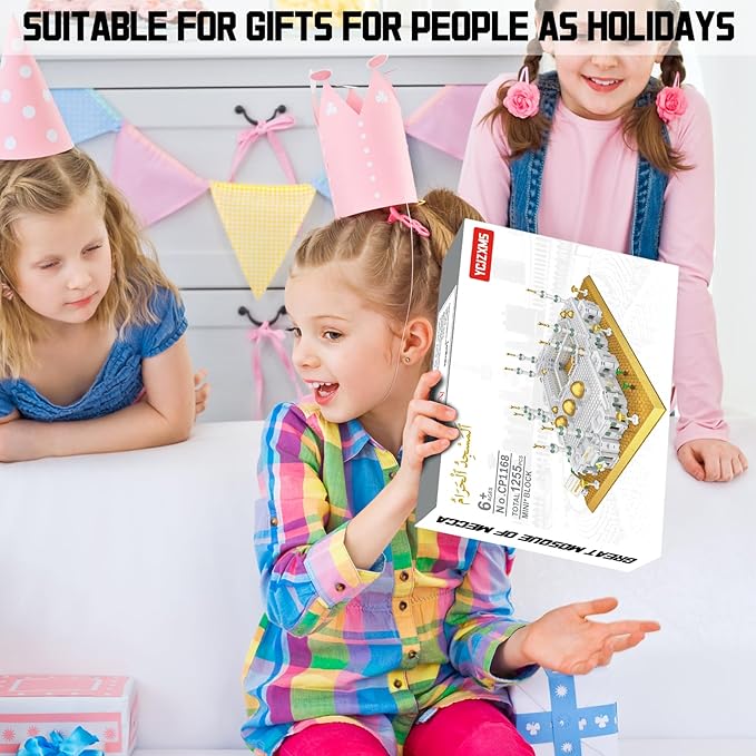 Mecca Mosque Building Model Mini Block Set (1255 Pieces) Muslims Islamic Gift Famous Building Toy Children and Adult Eid al Fitr Gift