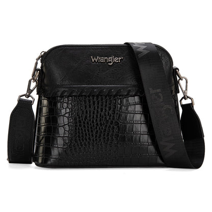Wrangler tote bag for womens purses and handbags for women Crocodile black satchel bags 3pcs purse set gifts medium crossbody with guitar strap WG3-B8321BK