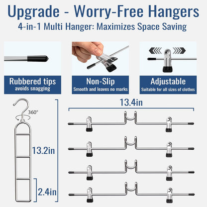 Skiennix Pants Hangers - Upgraded Detachable Space-Saving Hangers for Skirts & Trousers | Heavy-Duty Design