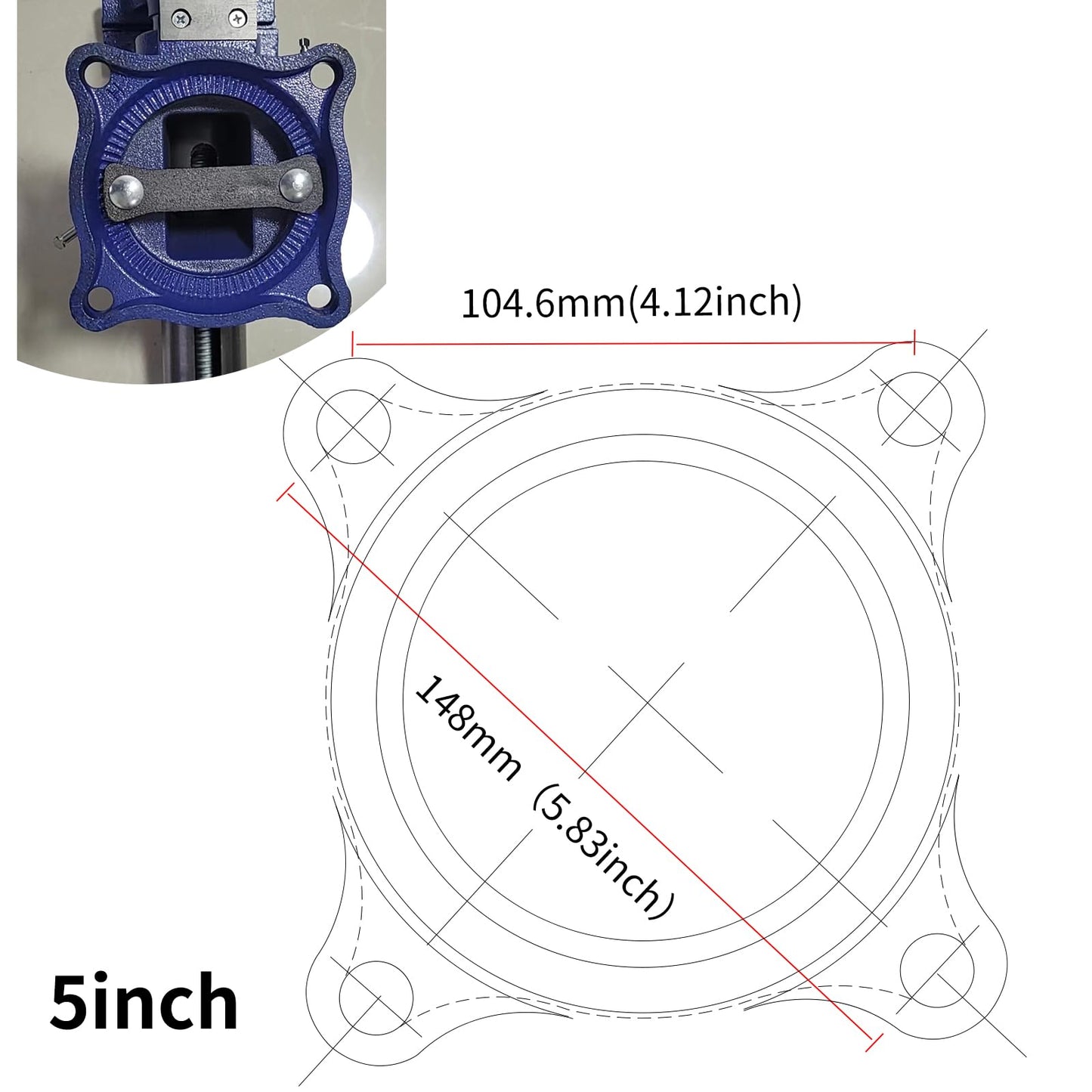 COGNATIVE 5-Inch Heavy Duty Bench Vise Ductile Iron Bench Vise 360° Multi-Purpose Bench Vice with Anvil, Clamp force 4000KG, Blue