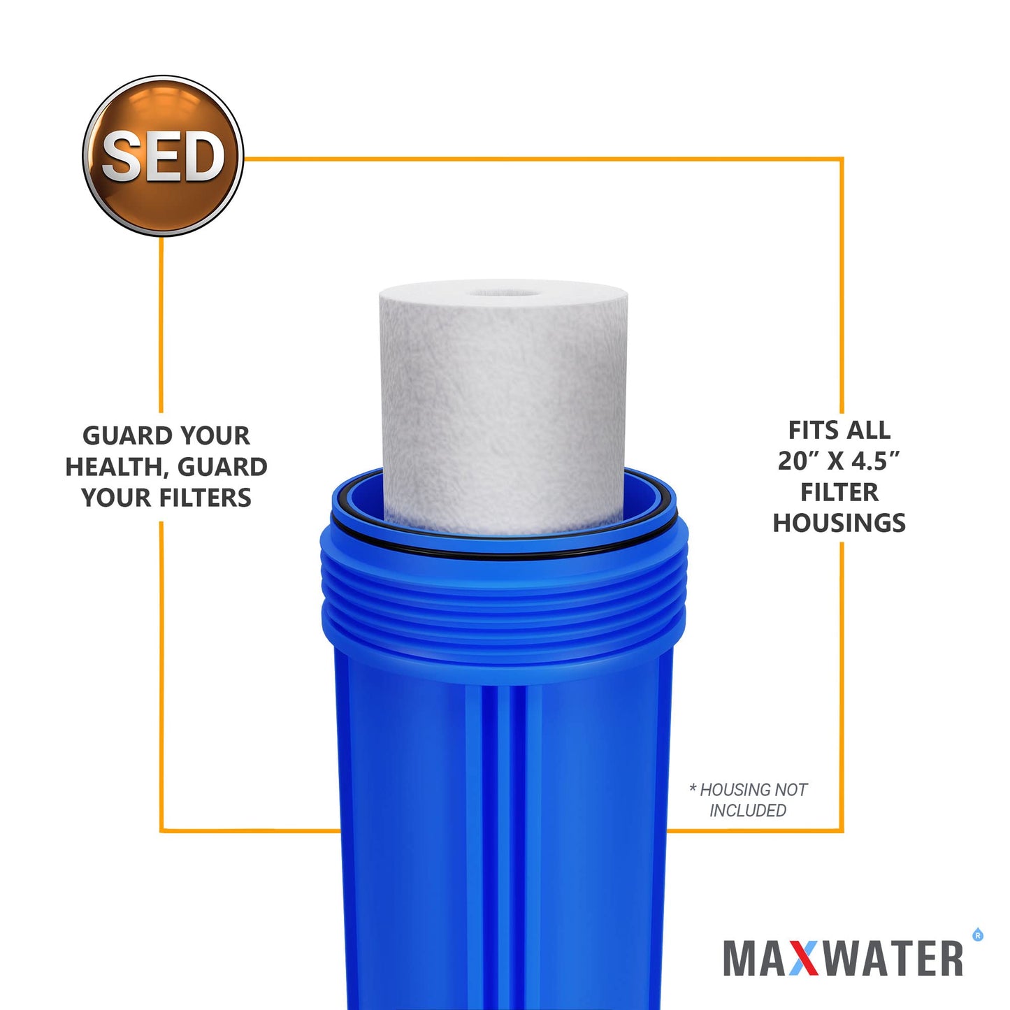 Max Water 10 Micron 20 x 4.5 Sediment Filter 20 inch Whole House BB Water Filteration System Replacement Compatible Cartridge DGD-5005-20, FP25B, AP810-6, FPMB5-20, P5-20, 155358-43, SDC-45-2005
