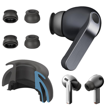 Premium Multi-Flange Eartips for Galaxy Buds3 Pro/Galaxy Buds4 Pro (Black, X-Small) – Always Fits, Never Slips