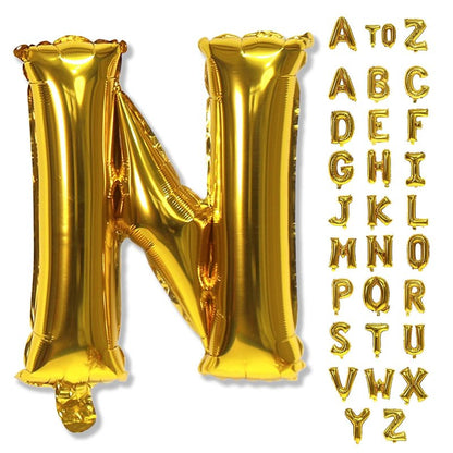 40 Inch Gold Alphabet Balloons - Large Self-Inflating Custom Letter N Decor for Name Words - Helium Foil for Men Birthday Party Anniversary Decorations Supplies