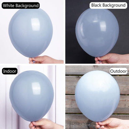 PartyWoo Dusty Blue Balloons 50pcs 12 Inch Boho Dusty Purple Muted Lavender Latex Helium Balloons for Boy Baby Shower Anniversary Bachelorette Graduation Engagement Birthday Party Decorations Blue-F16