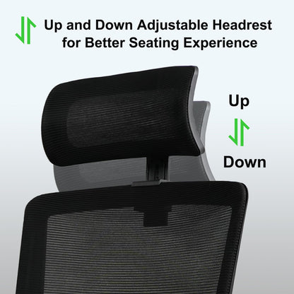 Ergonomic Office Chair,High Back Desk Chair with 3 Gear Tilting Backrest and Adjustable Headrest,400lbs Weight Capacity Integrated Metal Base with Swivel Wheels,Comfort Breathable Mesh