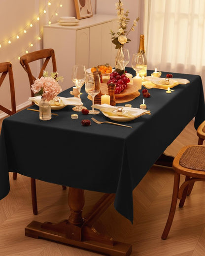 Pureegg Rectangle Linen Tablecloth Waterproof & Stain Resistant, Wrinkle-Free Table Cloth Adds Elegance and Protection, Ideal for Dining, Party, Wedding and Outdoor, 52 x 70 Inch, Black