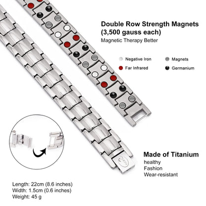 JEROOT Magnetic Bracelets for Men, Pure Titanium Bracelet (3500Gauss Per Magnet), Men's Bracelet Lymphatic Jewelry Gifts (Colorful-1)