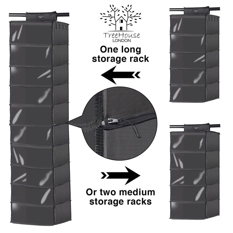 TreeHouse London XL Fedora Hat Rack with Dust Cover - Closet Hanging Cap Organizer - Pack of 2 Cowboy Hat Holder - Storage Shelf Organizer for Men & Women - For Bowler & Wide Brim Hats, Dustproof