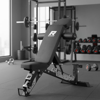 RitFit 3-Section Adjustable Weight Bench, 1600LBS Capacity Workout Bench for Home Gym, 21 Levels Incline Decline Bench Press with Thickened Padding, Foldable Exercise Equipment for Strength Training