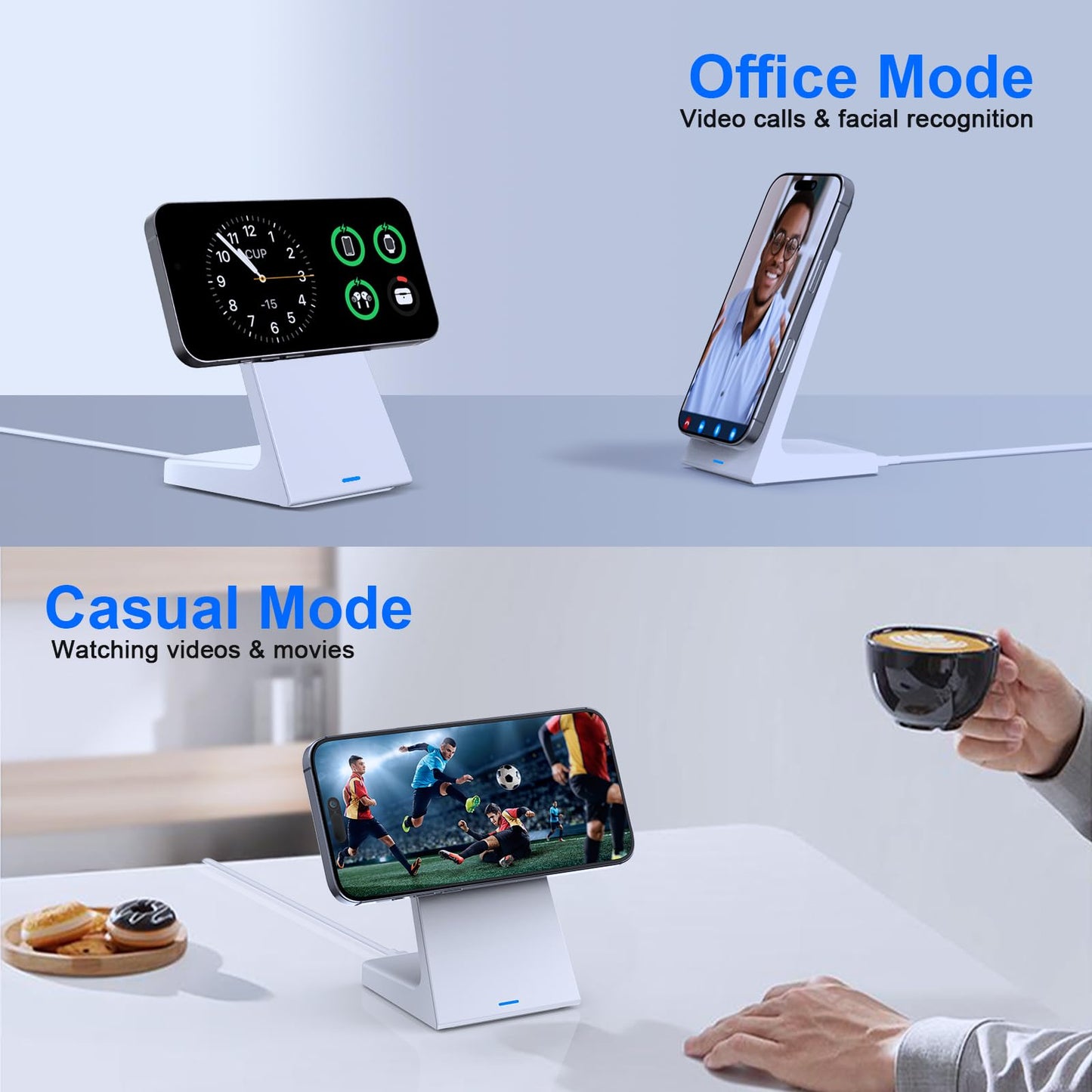 PUY for MagSafe Charger Stand,20W Fast Magnetic Wireless Charging Station with 25W PD Adapter，Stickable Desk Wireless Charger for iPhone 17/16/15/14/13/12 Pro/Pro Max Series