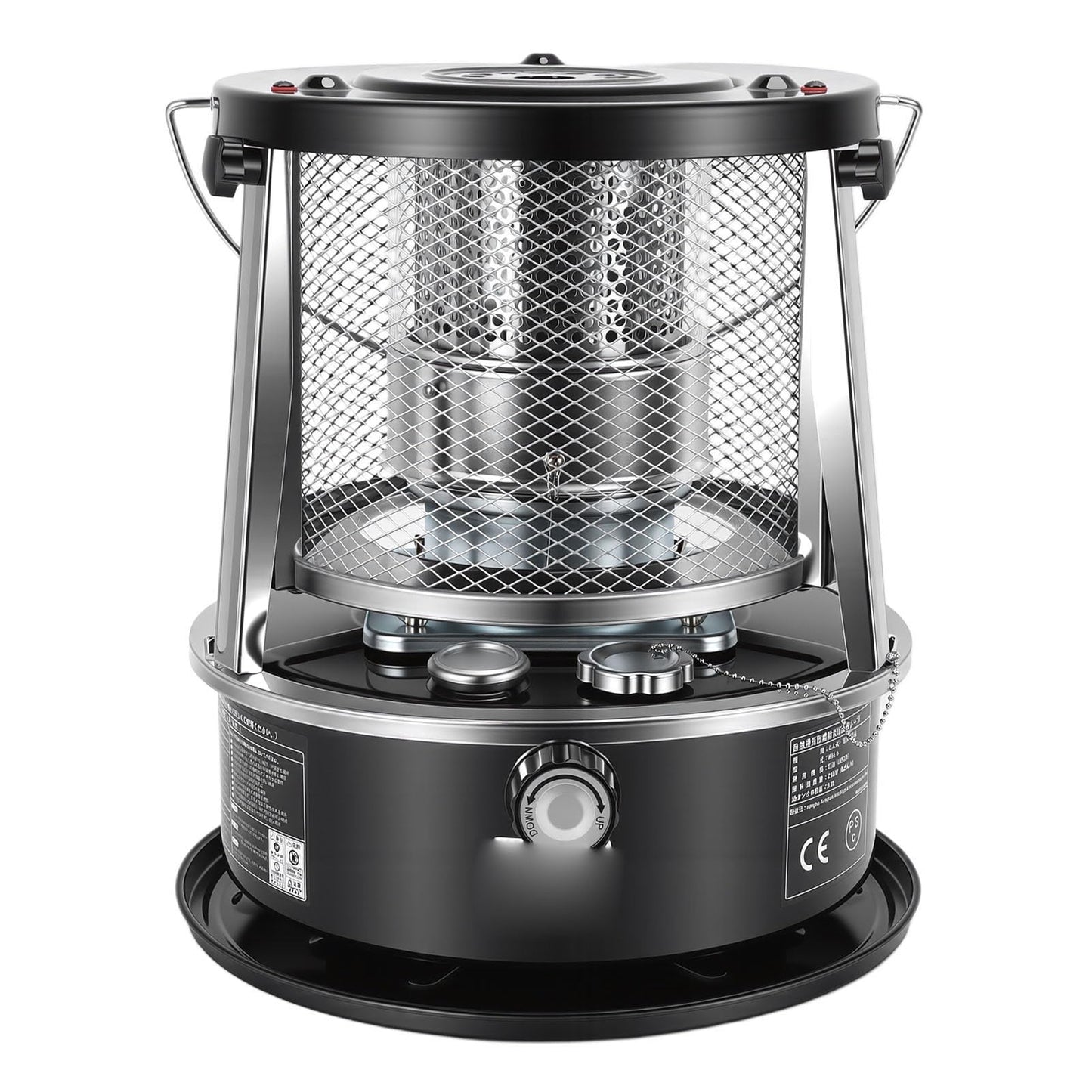 MOTOULAX Portable Kerosene Heater, Adjustable Height 5.2L Tank 20-25 Hours Heat 2.6KW Output for Garage Camping Emergency, with Safety Net and Accessories (Black)