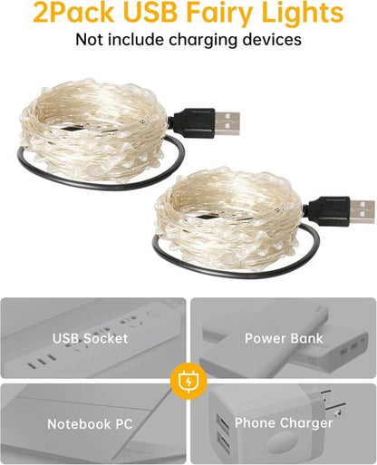 Blingstar USB Powered Fairy Lights - 33Ft 100 LED Mini String Lights | Flexible Silver Wire for Indoor Holiday Decor