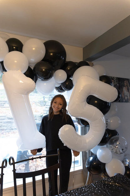 White 6 Balloon, Translucent Number Balloons 40 Inch, 6th Balloons for Birthday Decorations, White Party Supplies 6 Birthday Balloon, Number 6 Balloon