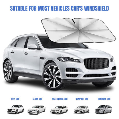 Sedan SUV Car Sun Shade for Windshield UV Rays and Heat Sun Visor Protector, Foldable Windshield Sun Shade Umbrella,Keep Car Cool,Easy to Use/Store,57''x 30''