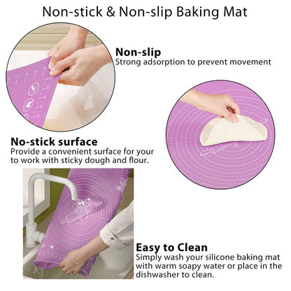 Silicone Baking Mat 32" x 24" Extra Thickness Dough Rolling Mat with Measurements and Edge Heightening, Non-stick Food Grade Silicone Pastry Mat for Pastry, Bread, Cookies, Pizza, Fondant, Pasta