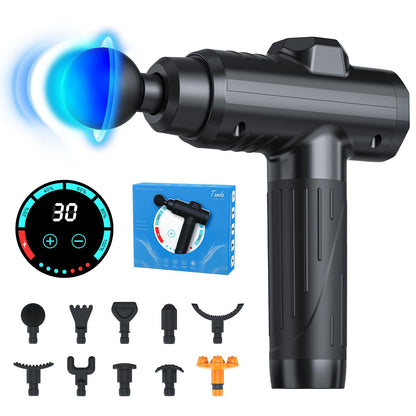 Massage Gun, Deep Tissue Percussion Massager for Pain Relief, Super Quiet Portable Body Relaxation Electric Muscle Massage Gun with 10 Attachment 30 Speed