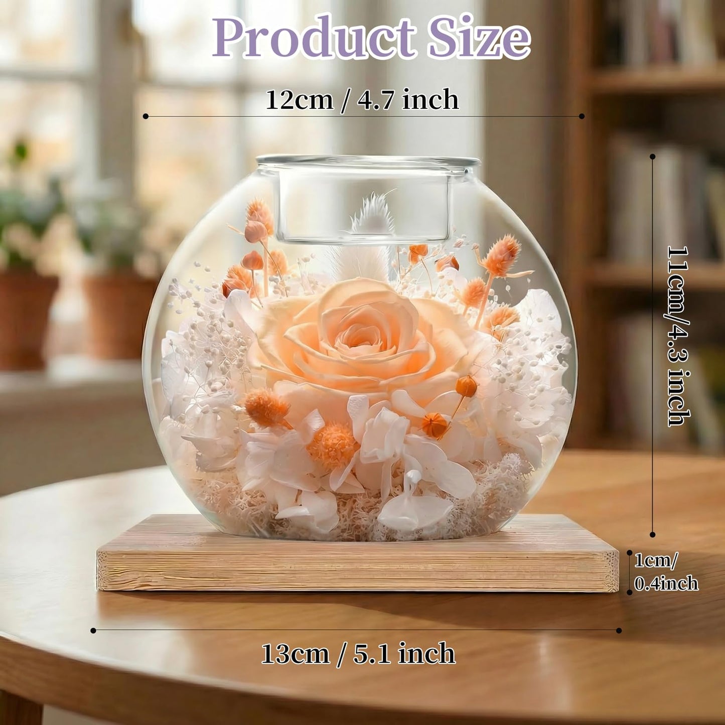 Champagne Forever Flowers Scented Candle in Glass Dome-Long Lasting Aroma Home Decor | Unique Birthday Gift for Women, Mom, Girlfriend, Wife | Ideal for Mother's Day, Valentine's Day, Christmas
