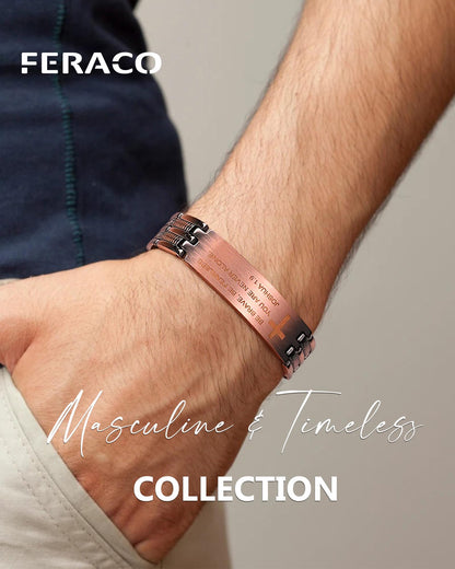 Feraco Copper Bracelet for Men,Magnetic Therapy Cooper Cross Bracelets with Magnets, Men's Christian Jewelry for Anniversary Father's Day