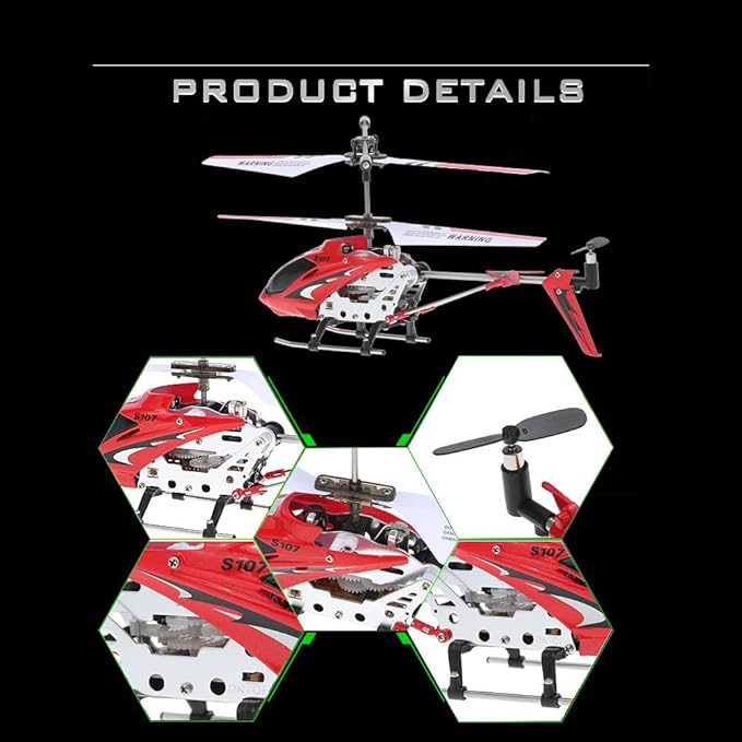 GoolRC Remote Control Helicopter S107/S107G RC Helicopters 3 Channel Mini Helicopter with Gyro for Beginners (Red)