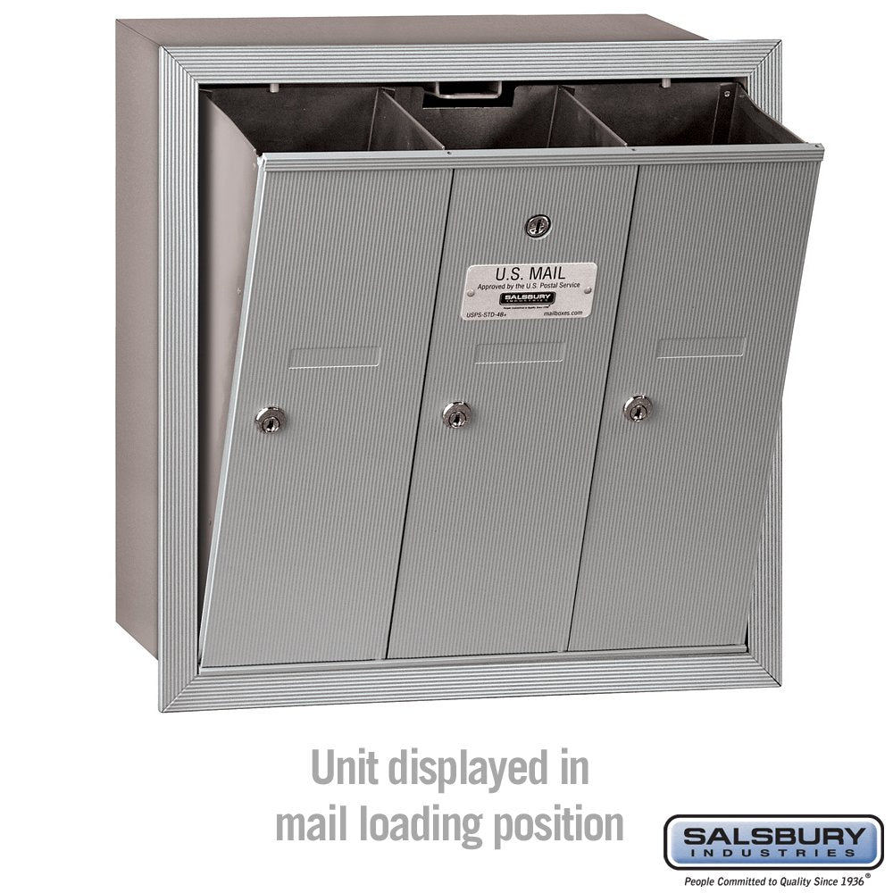 Salsbury Industries 3503ARU Recessed Mounted Vertical Mailbox with 3 Doors and USPS Access, Aluminum