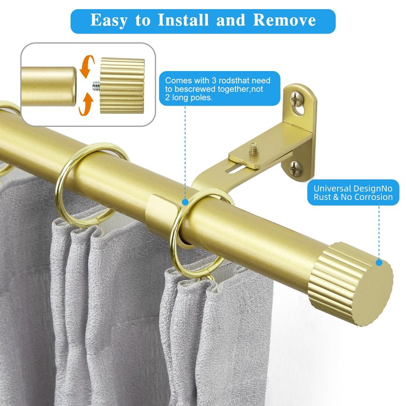 AMZSEVEN Curtain Rods for Windows, Drapery Rod 1 inch Diameter, Curtain Rod with Cylindrical Finials (White, 16" to 48" - 1'' rod)